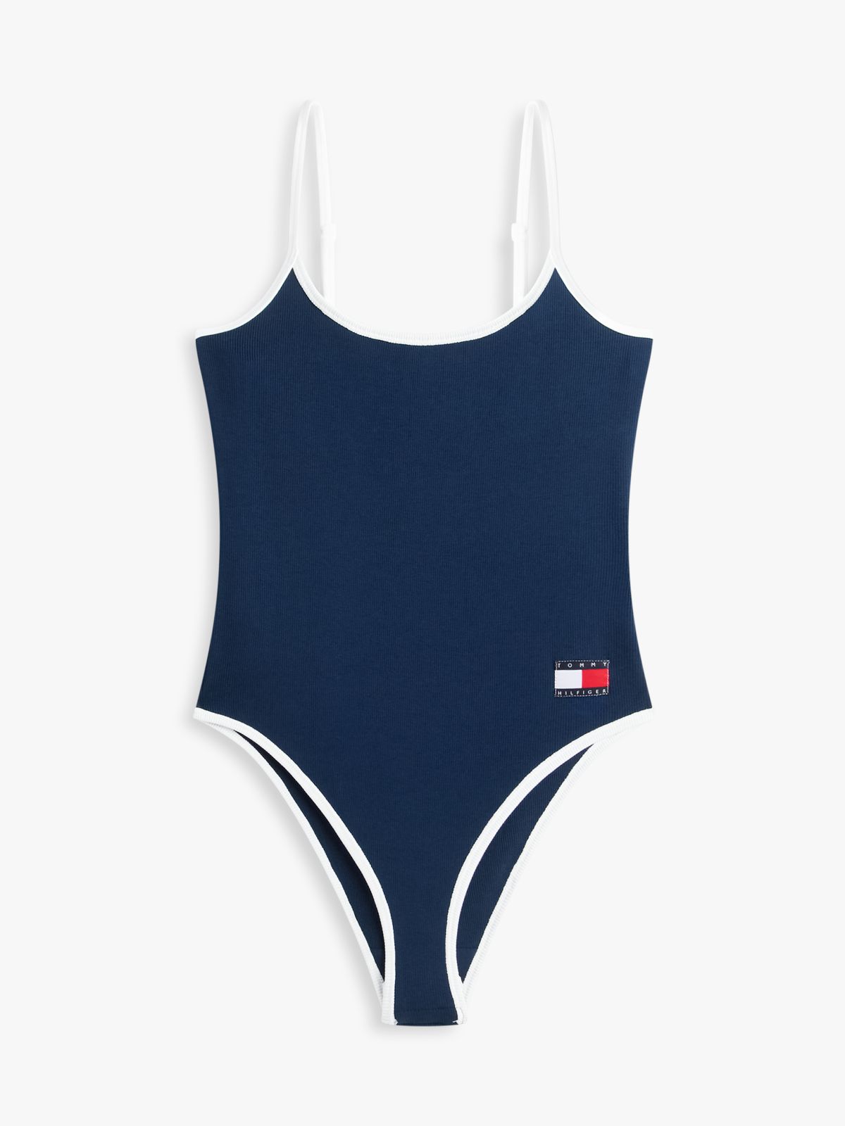 Heritage Logo Ribbed Scoop Back Bodysuit — Blue