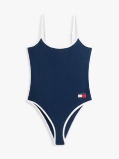 Heritage Logo Ribbed Scoop Back Bodysuit — Blue 5