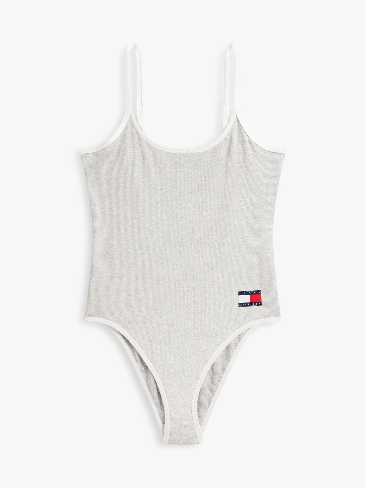 Heritage Logo Ribbed Scoop Back Bodysuit — Grey