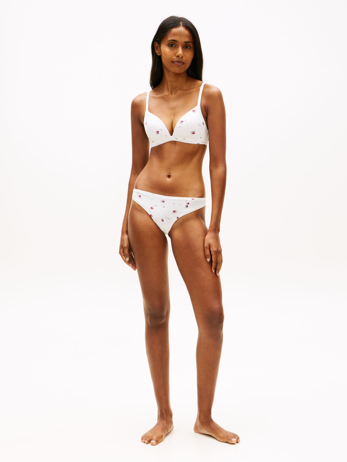 Essential Print Padded Triangle Bra — Beige