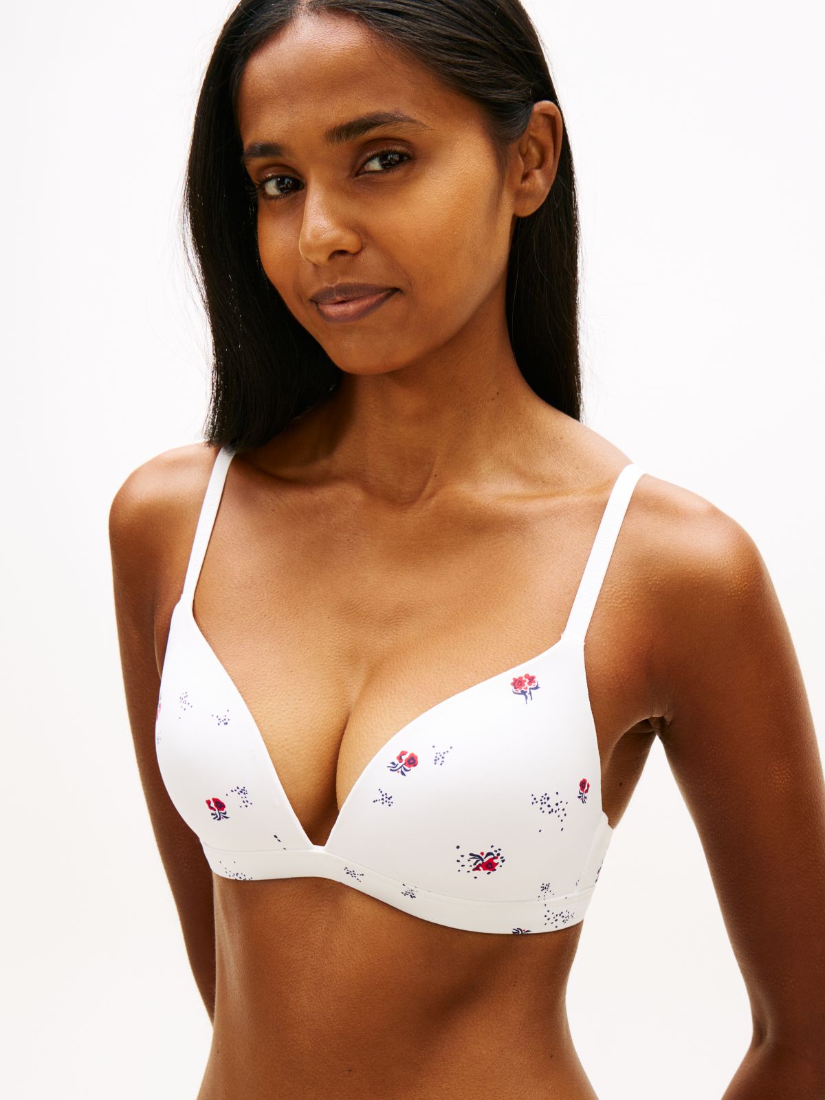 Essential Print Padded Triangle Bra — Beige