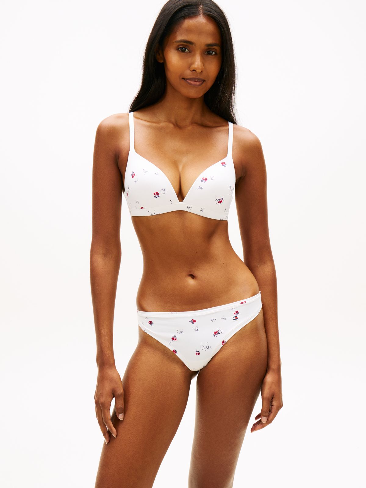 Essential Print Padded Triangle Bra — Beige