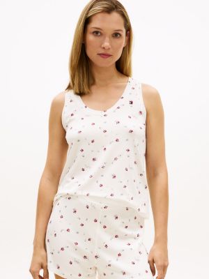 beige essential print pyjama tank top for women tommy hilfiger