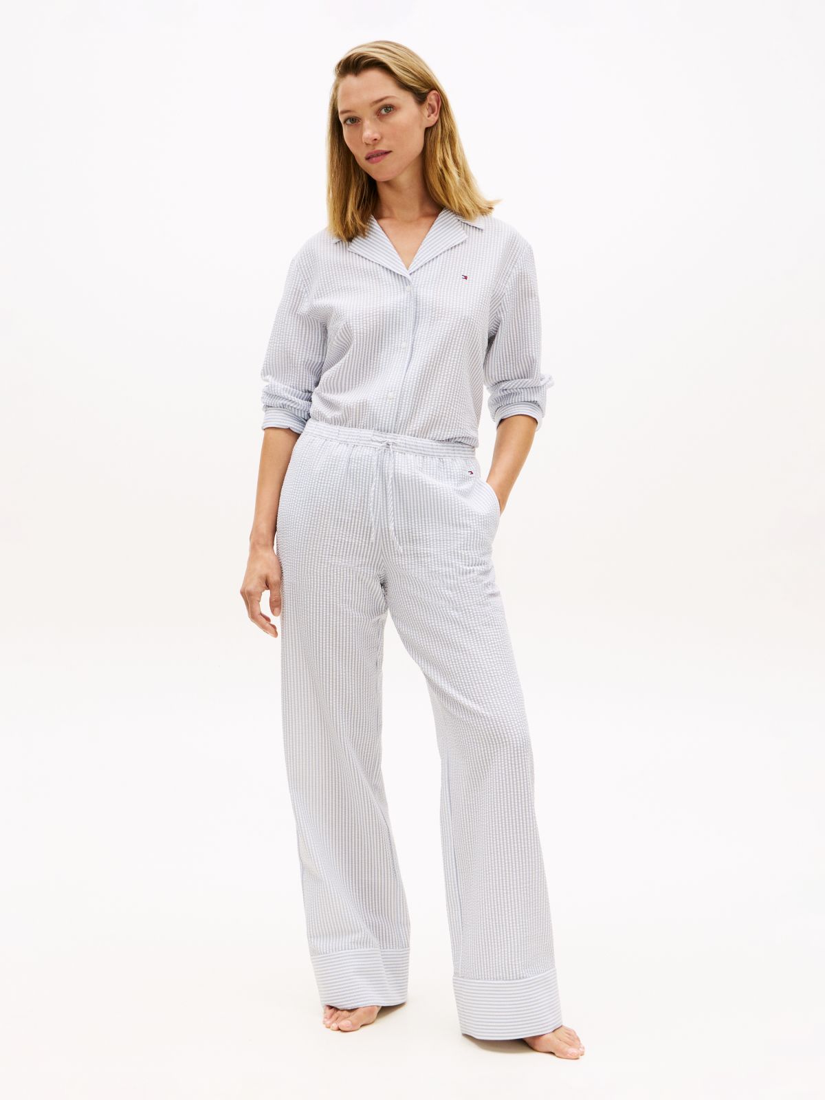 Essential Seersucker Pyjama Shirt — Blue