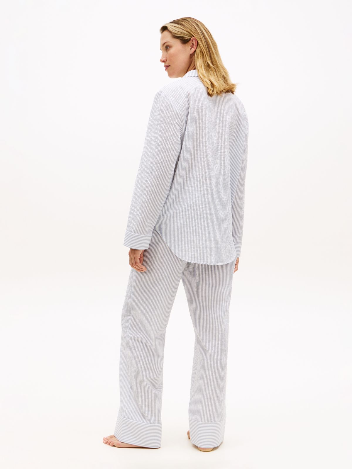 Essential Seersucker Pyjama Shirt — Blue