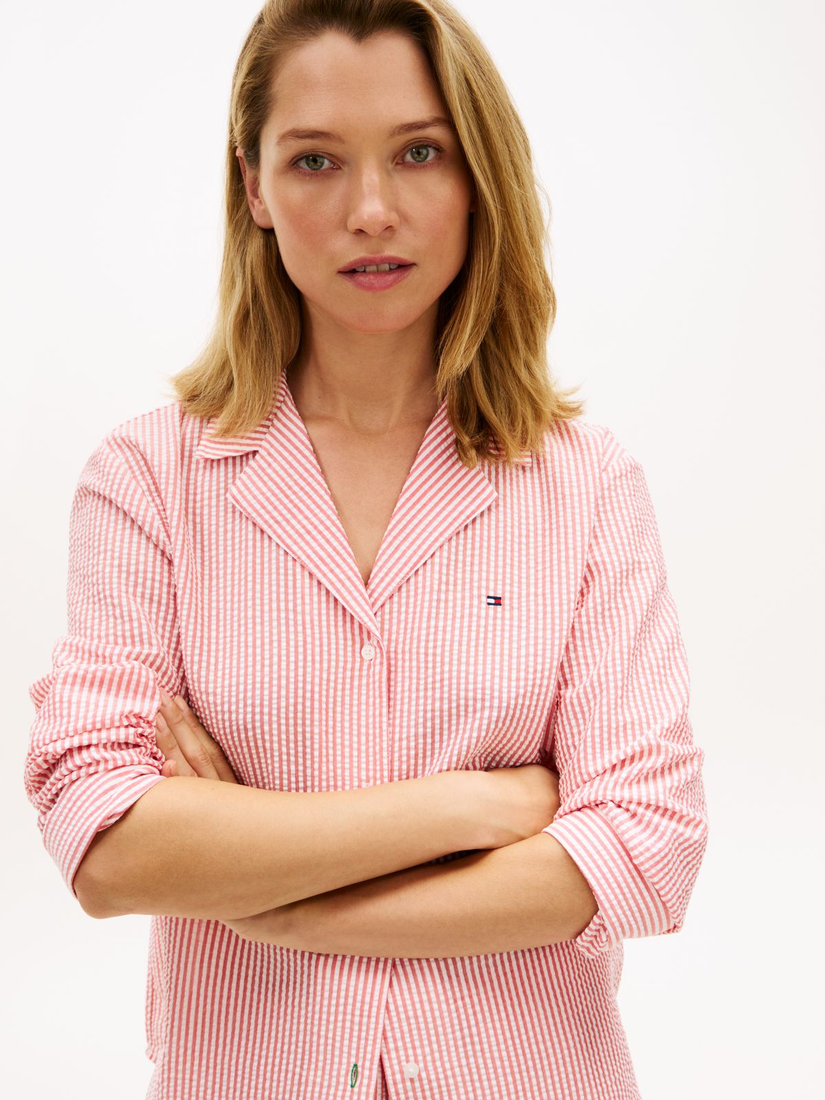 Essential Seersucker Pyjama Shirt — Red