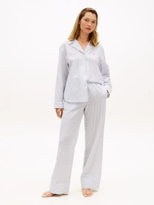pantalon de pyjama essential en seersucker blue pour femmes tommy hilfiger