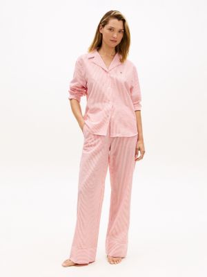 pantalon de pyjama essential en seersucker red pour femmes tommy hilfiger