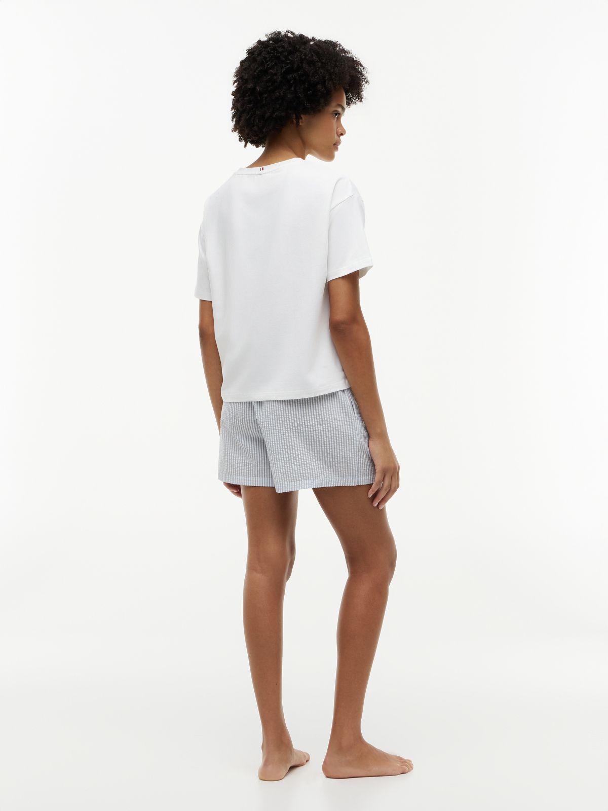 Essential Seersucker T-Shirt And Shorts Pyjama Set — Beige