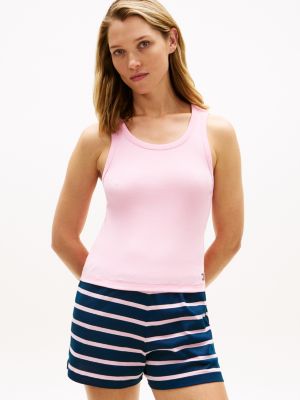 pink heritage ribbed racerback lounge tank top for women tommy hilfiger
