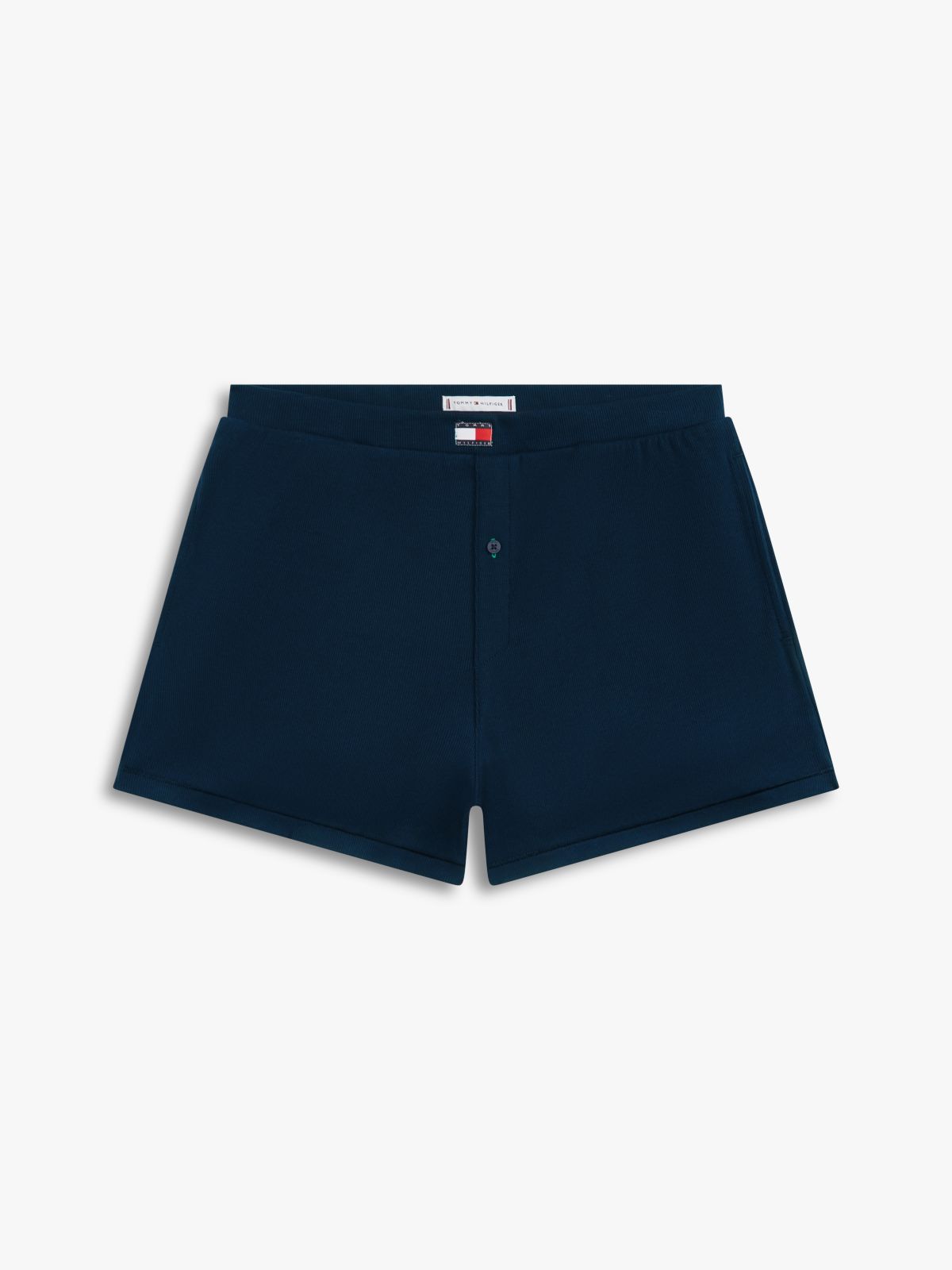 Heritage Logo Patch Ribbed Lounge Shorts — Blue