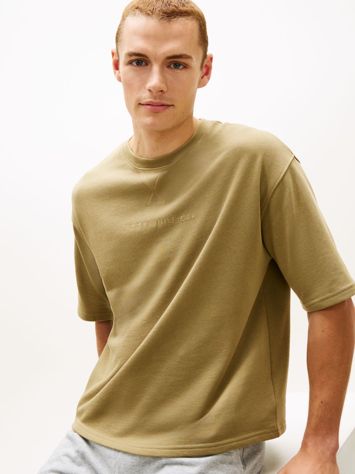 Essential Logo Embroidery Lounge T-Shirt — Brown