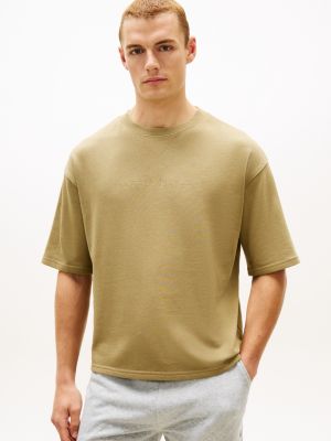 brown essential logo embroidery lounge t-shirt for women tommy hilfiger