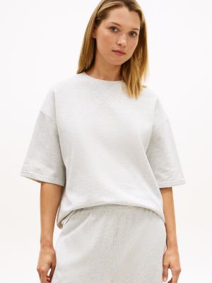 grey essential logo embroidery lounge t-shirt for women tommy hilfiger