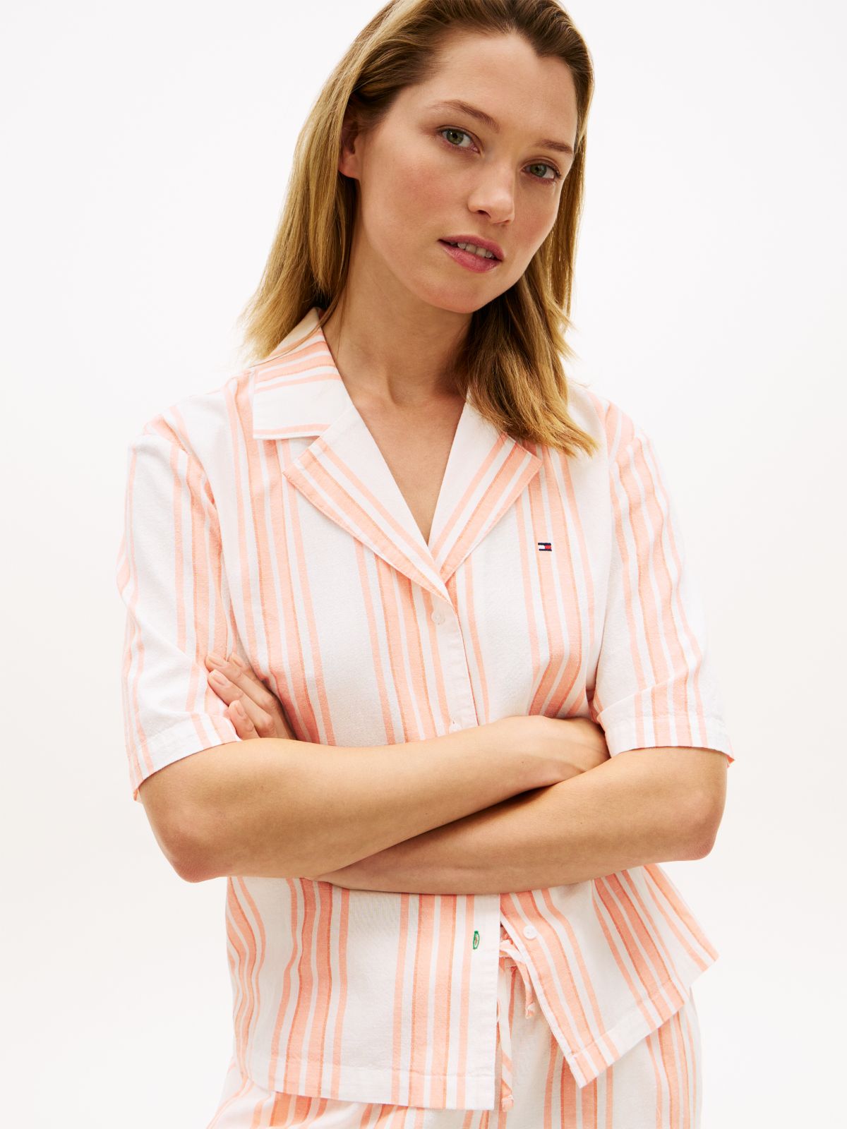 Essential Shorts Pyjama Set With Linen — Orange