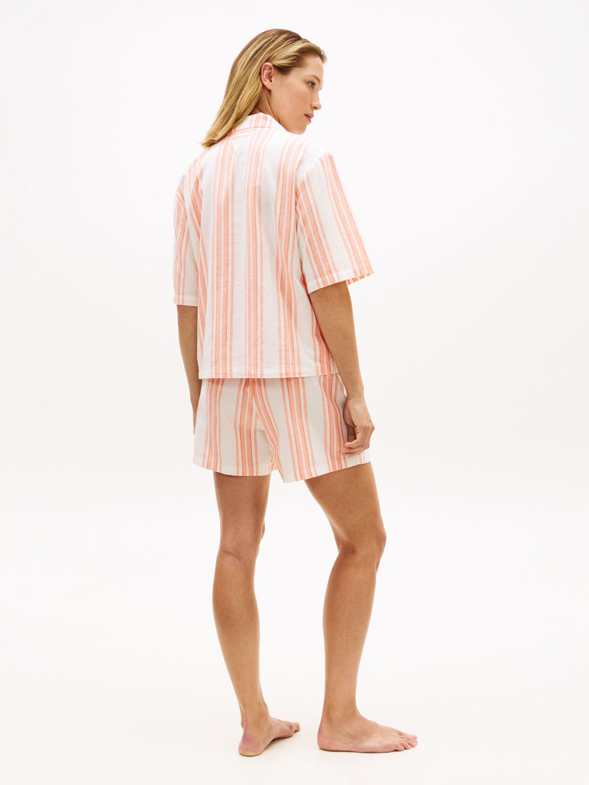 Essential Shorts Pyjama Set With Linen — Orange