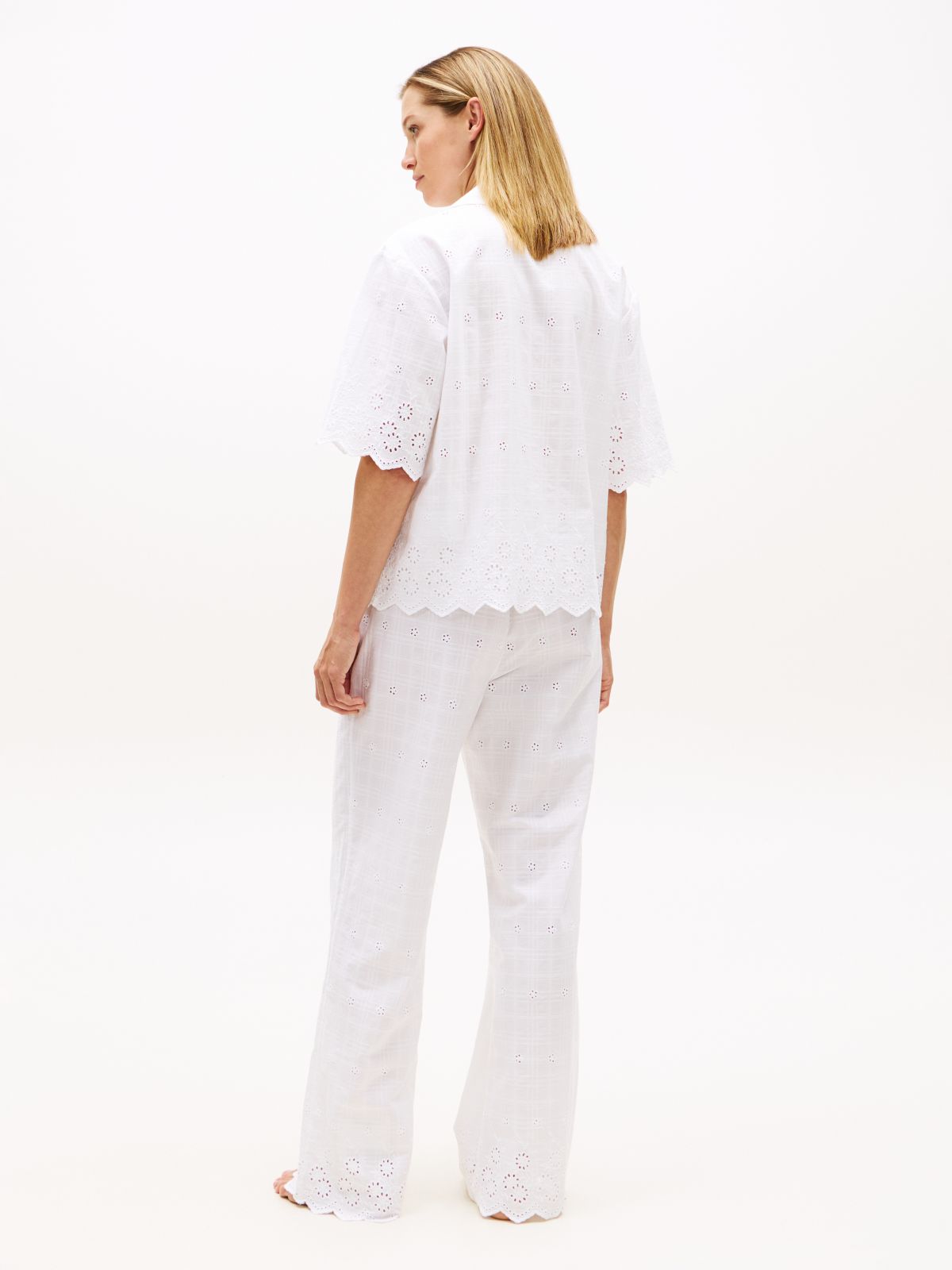 Essential Broderie Anglaise Pyjama Shirt — White