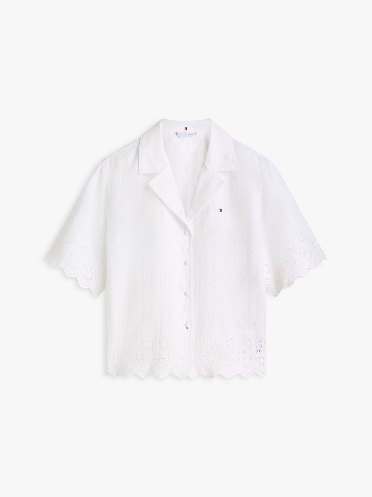 Essential Broderie Anglaise Pyjama Shirt — White