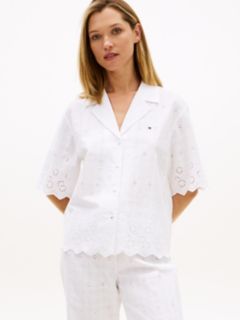 Essential Broderie Anglaise Pyjama Shirt — White 1