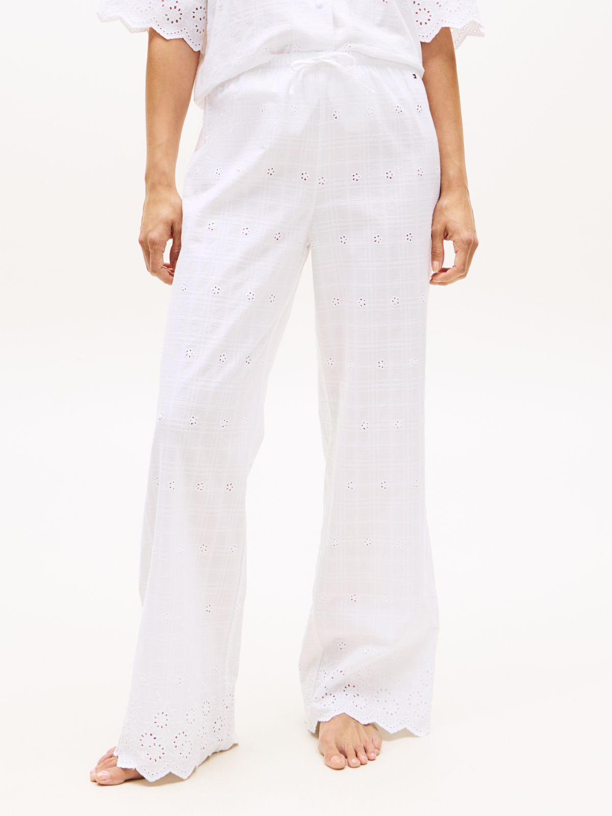 Essential Broderie Anglaise Pyjama Bottoms — White