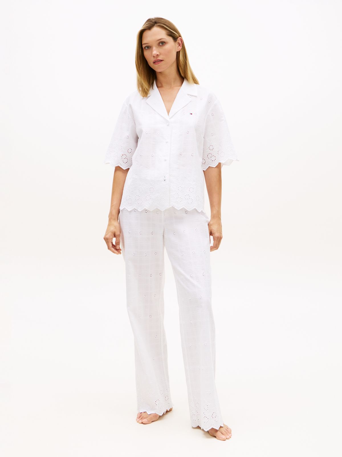 Essential Broderie Anglaise Pyjama Bottoms — White