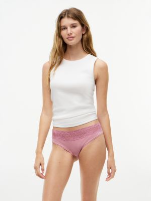 lot de 3 culottes avec dentelle à logo blanc pour femmes tommy hilfiger