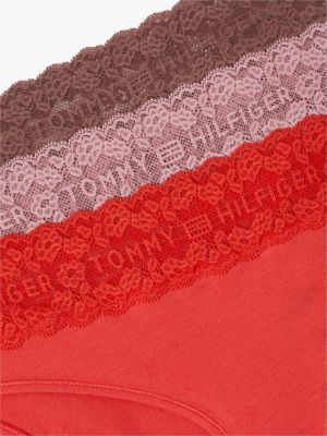 lot de 3 culottes avec dentelle à logo blanc pour femmes tommy hilfiger