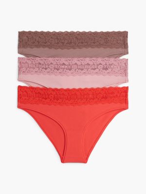 lot de 3 culottes avec dentelle à logo white pour femmes tommy hilfiger