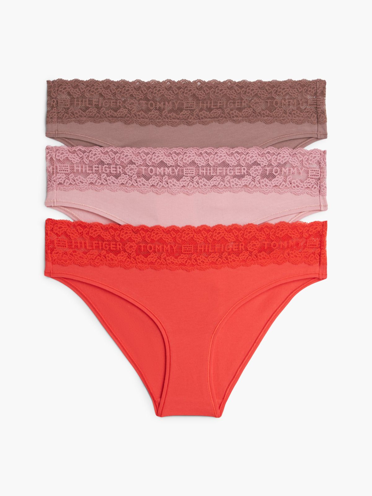 3-Pack Logo Lace Trim Briefs — White