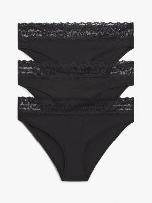 lot de 3 culottes en dentelle black pour femmes tommy hilfiger