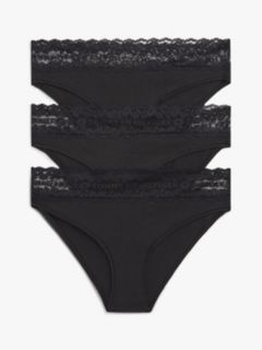 3-Pack Logo Lace Trim Briefs — Black 1