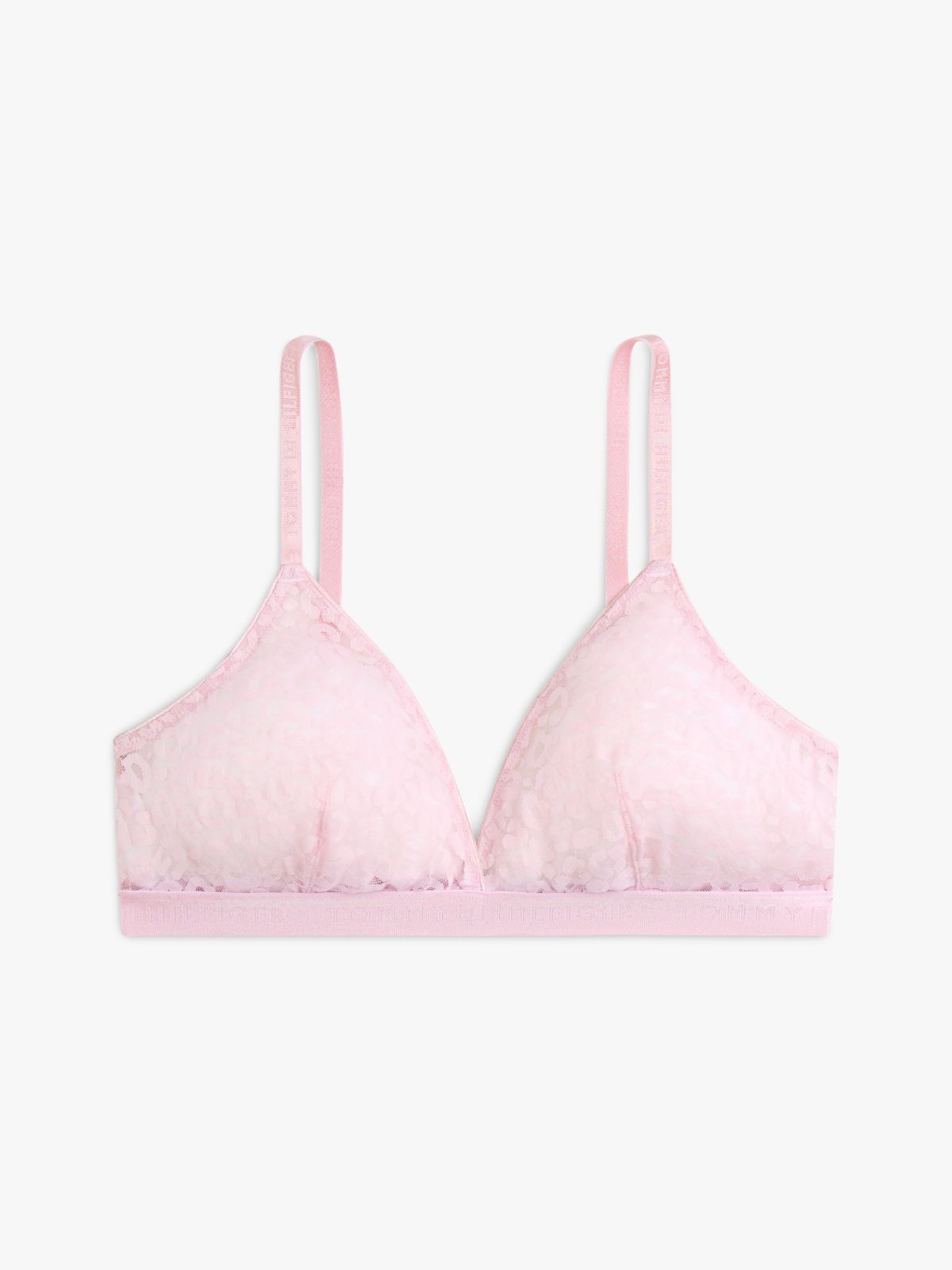 Leopard Lace Unpadded Triangle Bra — Pink
