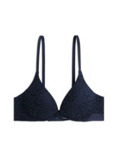Leopard Lace Plunge Push-Up Bra — Blue 5
