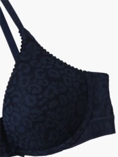 Leopard Lace Plunge Push-Up Bra — Blue 6