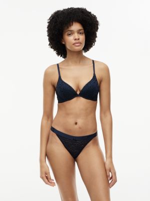 blue leopard lace plunge push-up bra for women tommy hilfiger