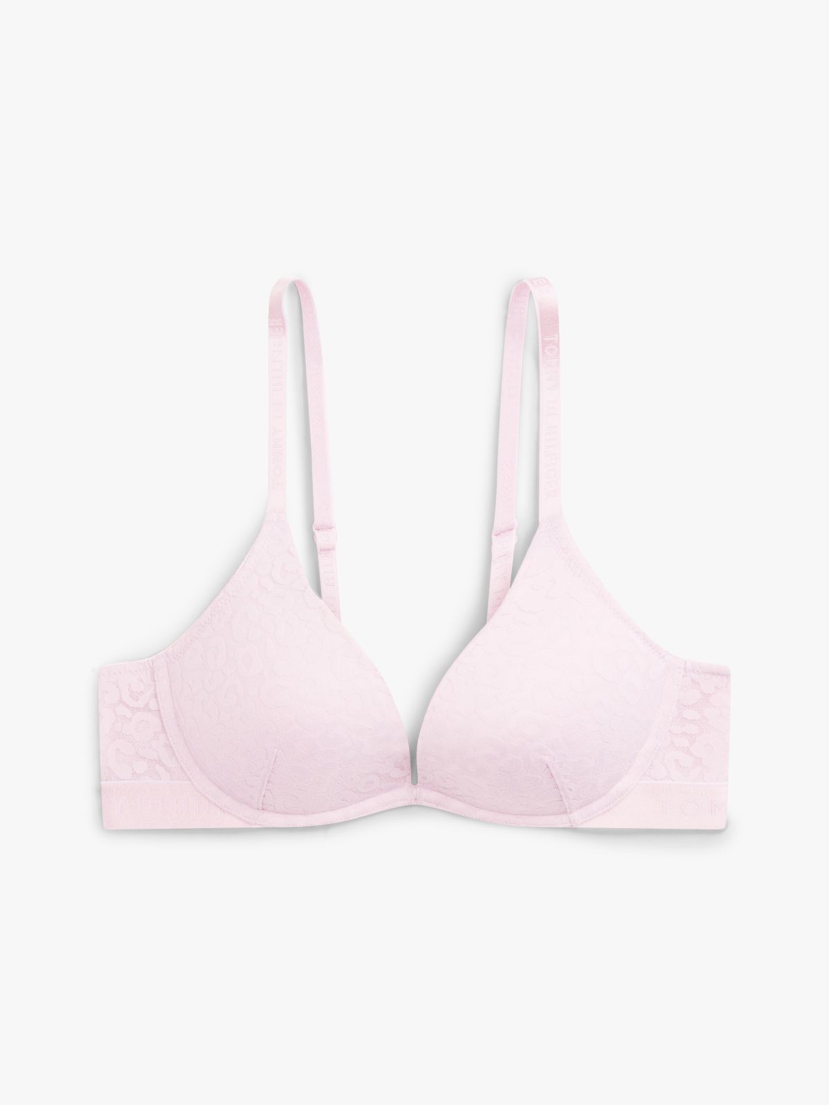 Leopard Lace Plunge Push-Up Bra — Pink