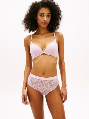 pink leopard lace plunge push-up bra for women tommy hilfiger