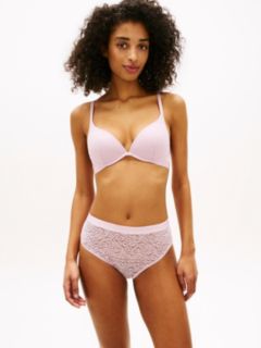 Leopard Lace Plunge Push-Up Bra — Pink 1