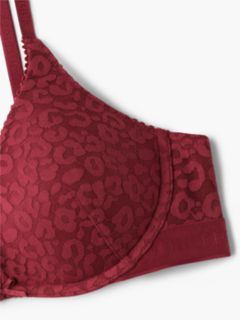 Leopard Lace Plunge Push-Up Bra — Red 6