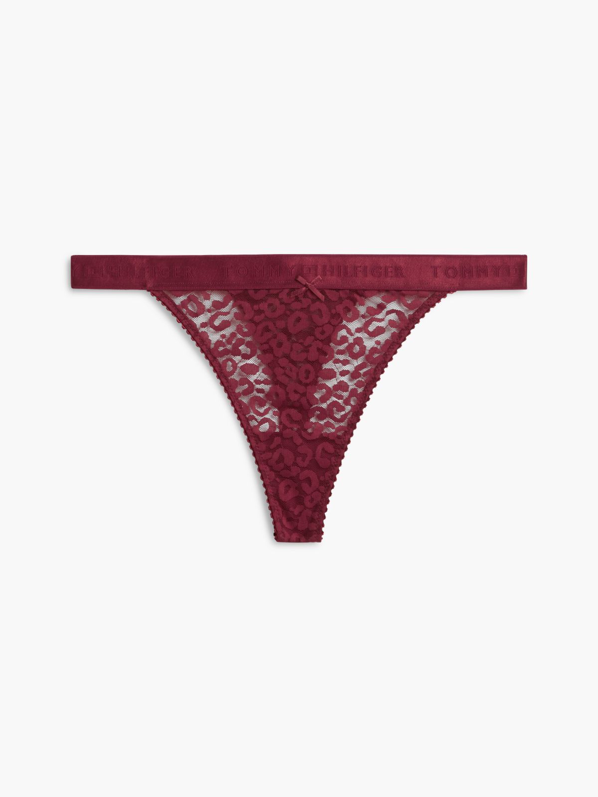 Leopard Lace Thong — Red