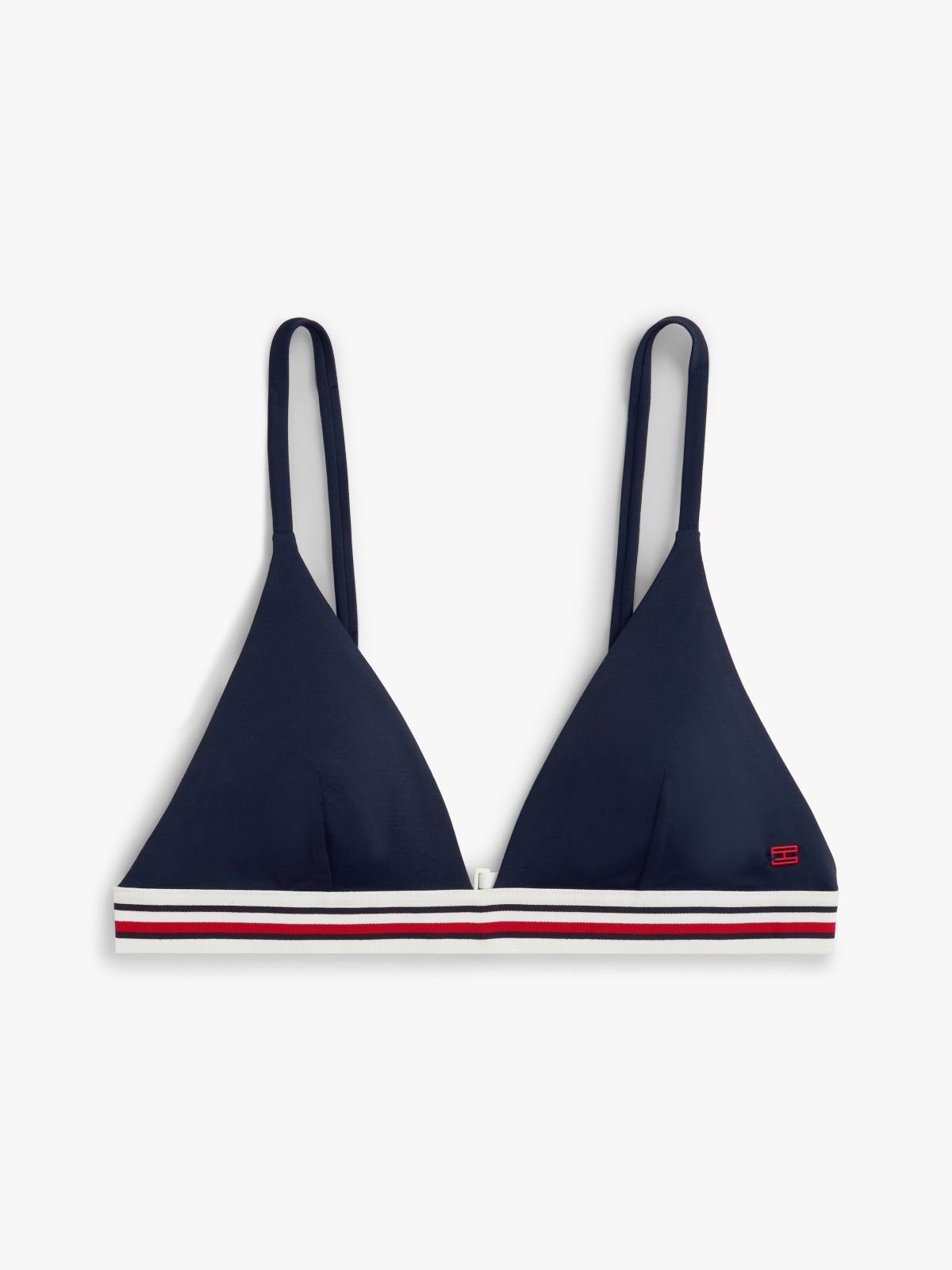 Global Stripe Triangle Bikini Top — Blue