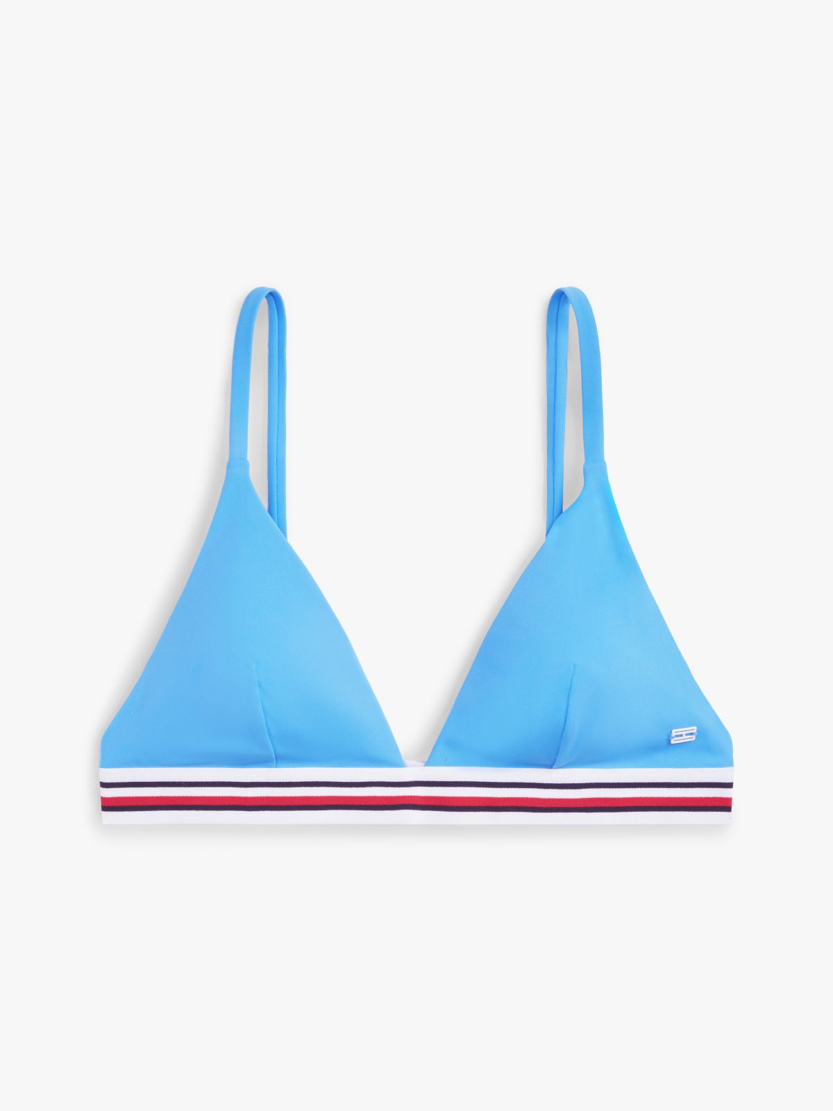 Global Stripe Triangle Bikini Top — Blue