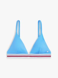 Global Stripe Triangle Bikini Top — Blue 5