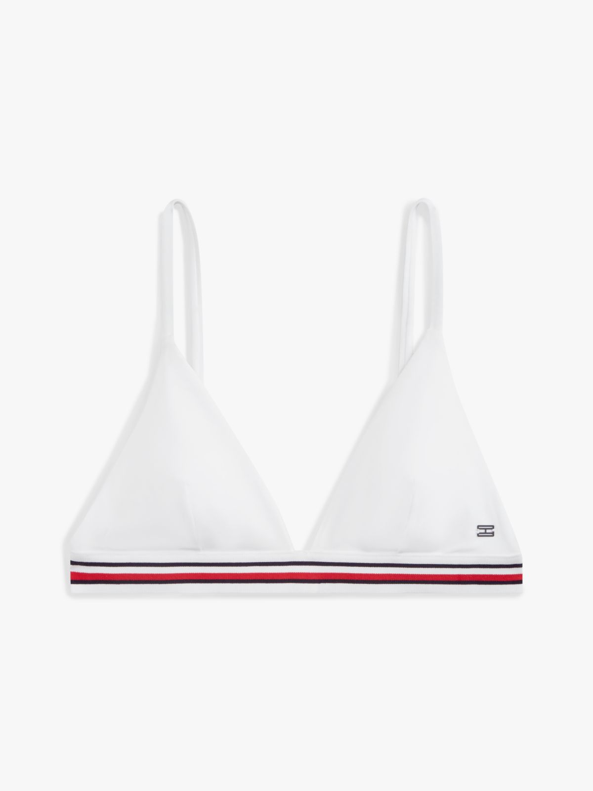 Global Stripe Triangle Bikini Top — White