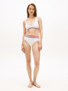 Global Stripe Bralette Bikini Top — White 2
