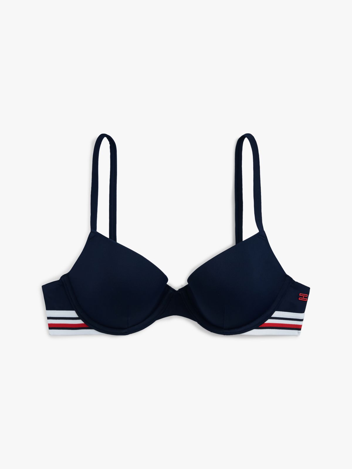 Global Stripe Push-Up Bikini Top — Blue