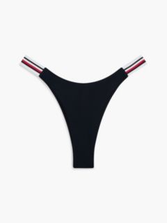 Global Stripe High-Cut Cheeky Bikini Bottoms — Blue 5