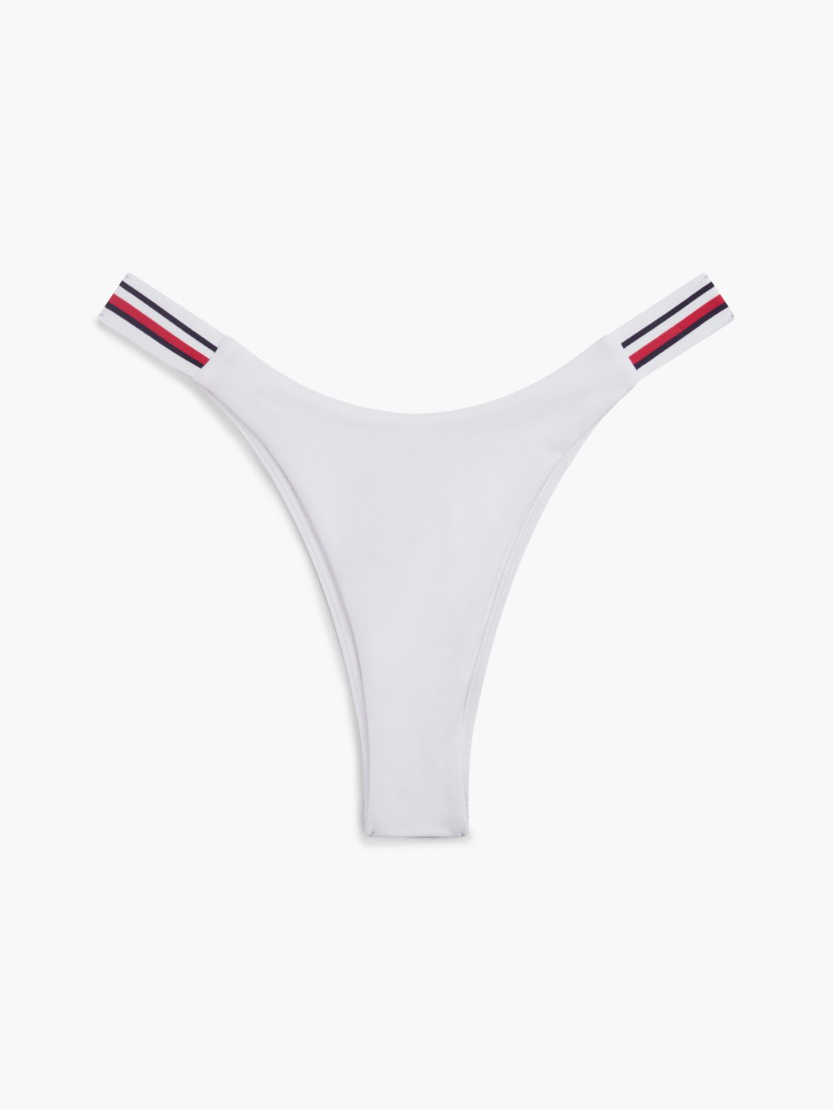 Global Stripe High-Cut Cheeky Bikini Bottoms — White