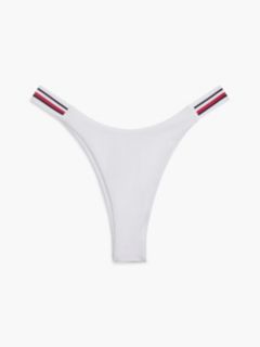 Global Stripe High-Cut Cheeky Bikini Bottoms — White 5