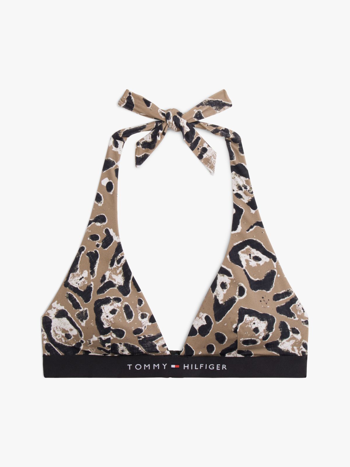 Original Logo Print Halterneck Bikini Top — Beige